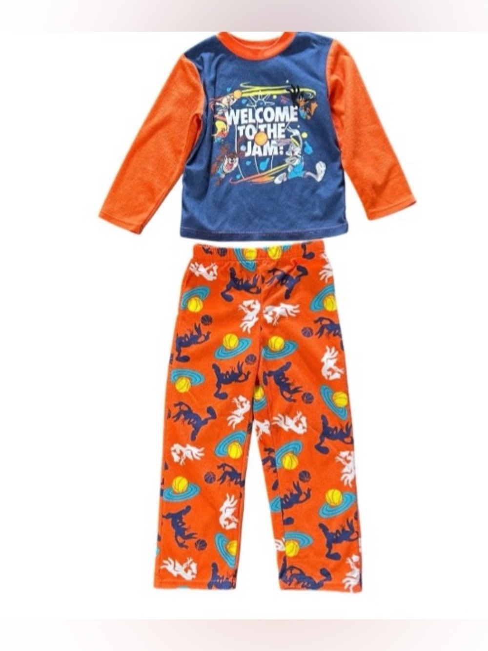 Kids Size 5/6 Pajama Set Space Jam Fleece Top & Bottoms